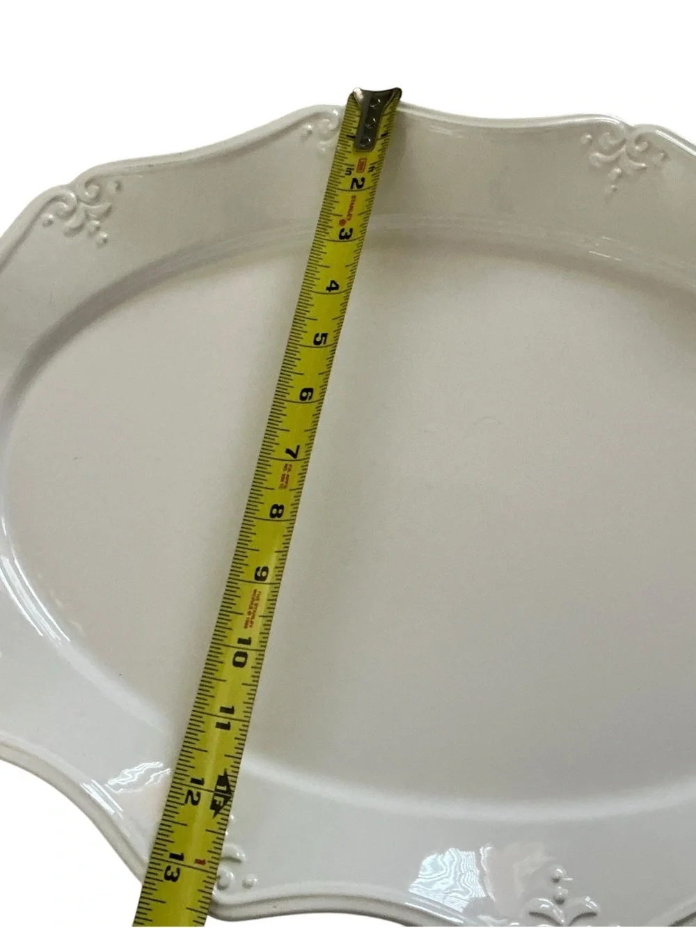 Vintage Ceriart large white scalloped edge platter large tray 19x13” Portugal